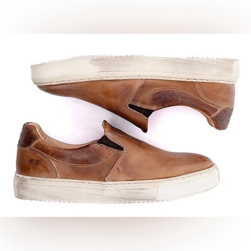 Bed Stu Women's Hermione Leather Distressed Slip-on Sneakers Tan Rustic 8.5